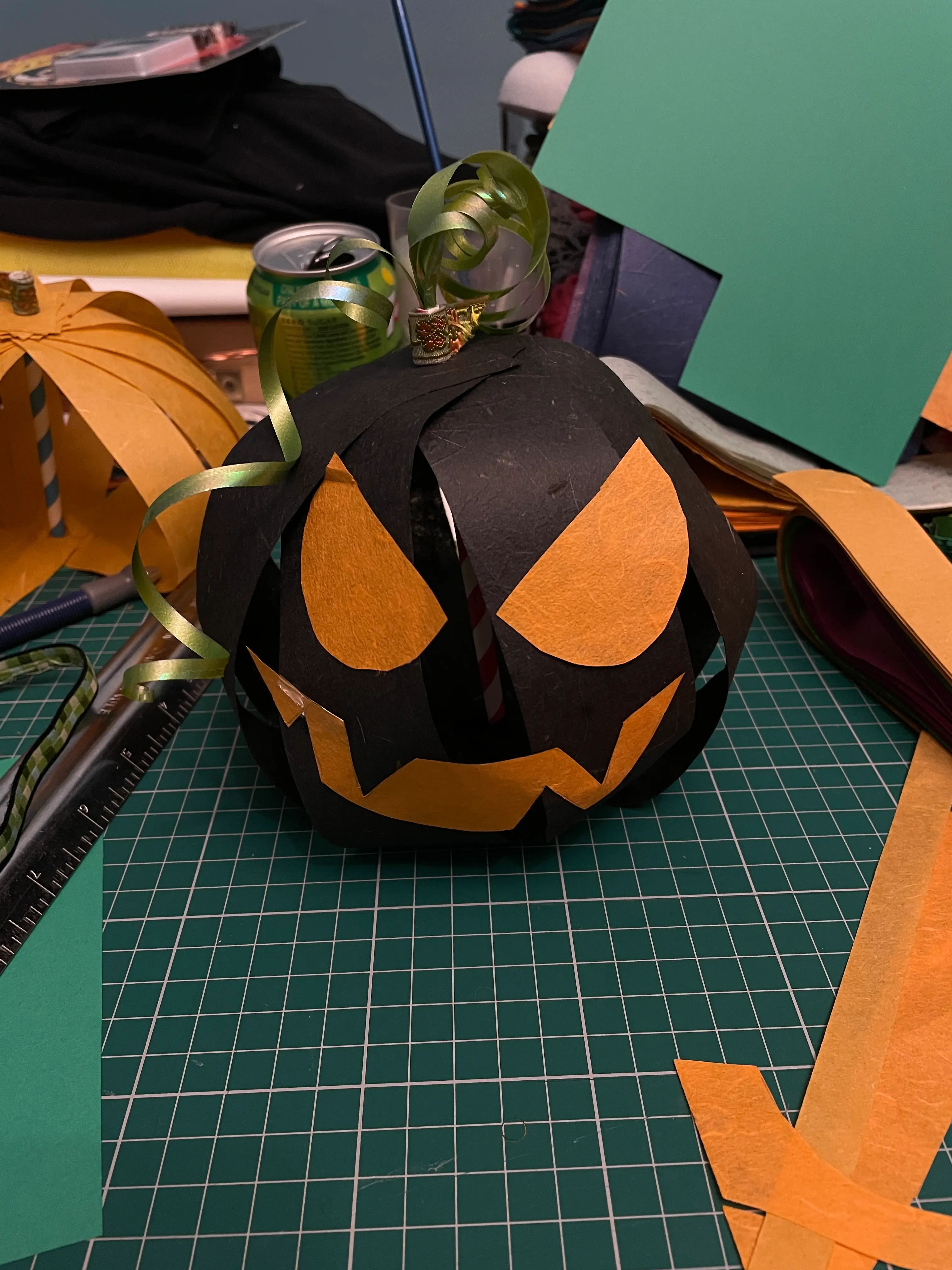 a black and orange pumpkin