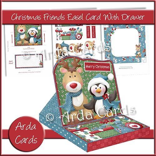 Christmas card making kit - Christmas Friends Easel Card with Drawer
