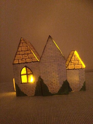 Little churches made from birdhouse template printables - back view