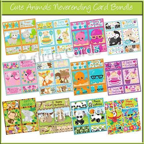 Cute Animals Never Ending Card Bundle of Printables