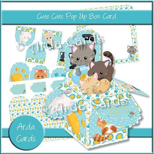 Cute Cats Printable Pop Up Box Card