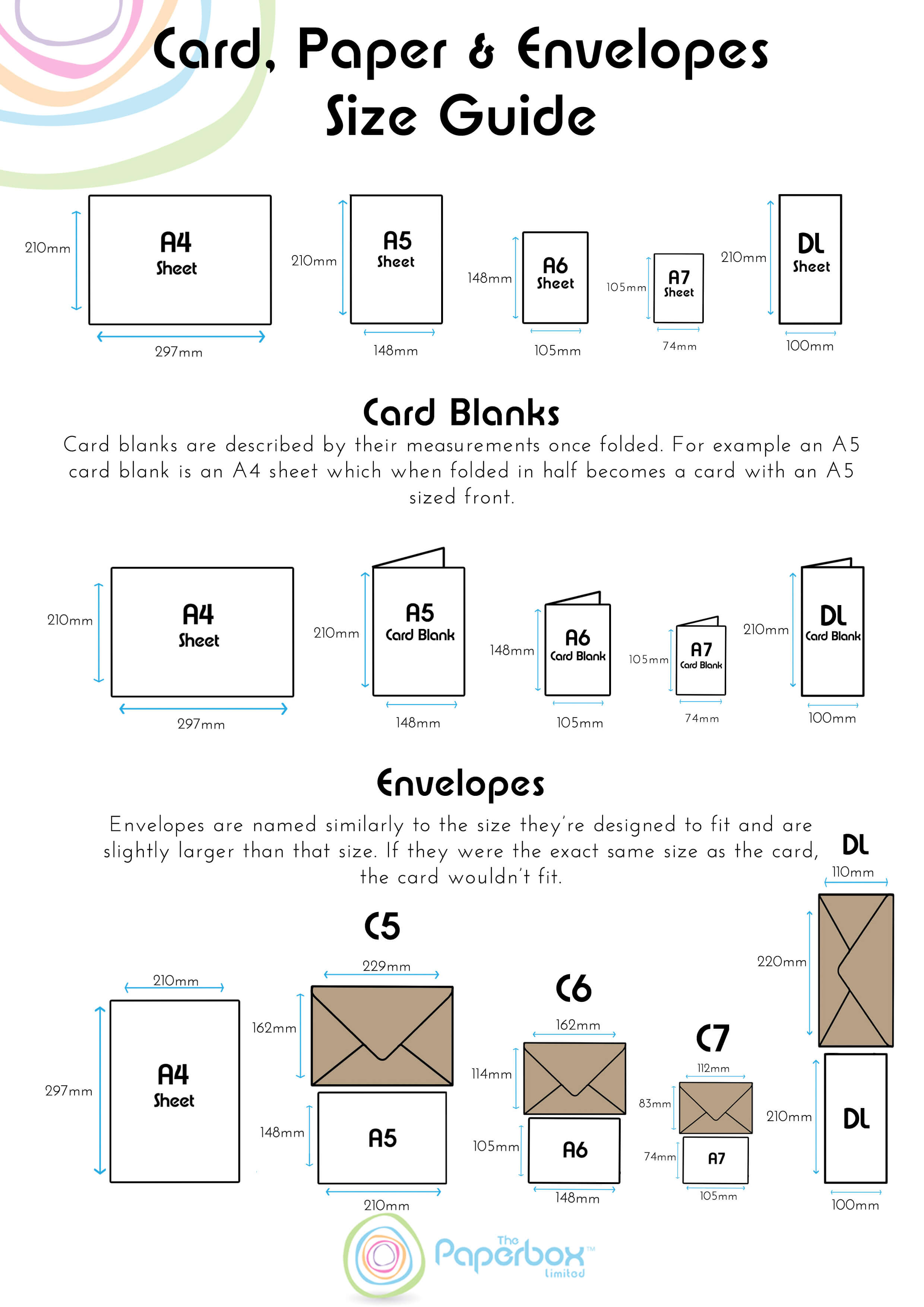 Free Paper, Card and Envelope Sizes Printable Guide