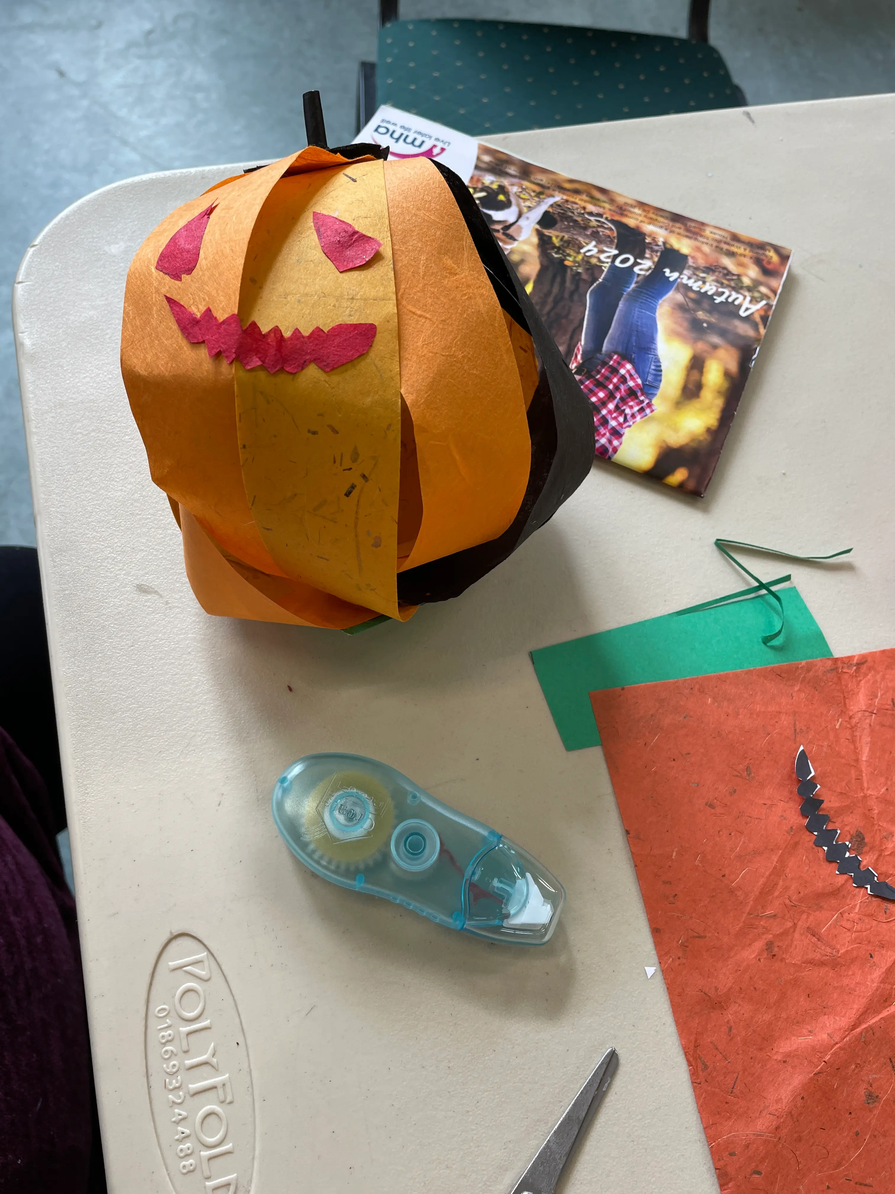 paper pumpkin with a red mouth paper pumpkin with a red mouth