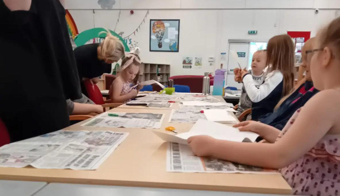 the children learn how to fold one piece of paper to create the pages of a booklet the children learn how to fold one piece of paper to create the pages of a booklet
