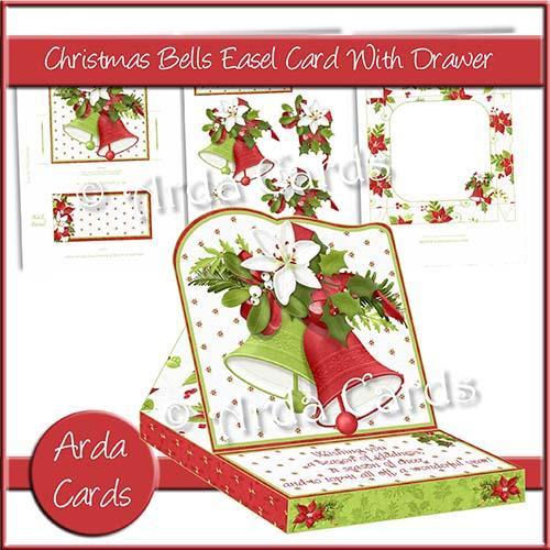 Christmas card making kit - Christmas Bells Easel Card with Drawer