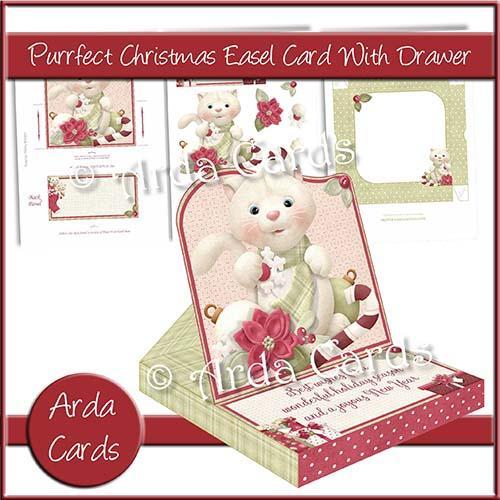 Easel Card with Drawer (optional) with the Purrfect Christmas design