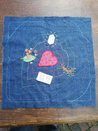 slow stitching fabric envelope inside