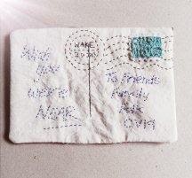 slow stitching fabric postcard