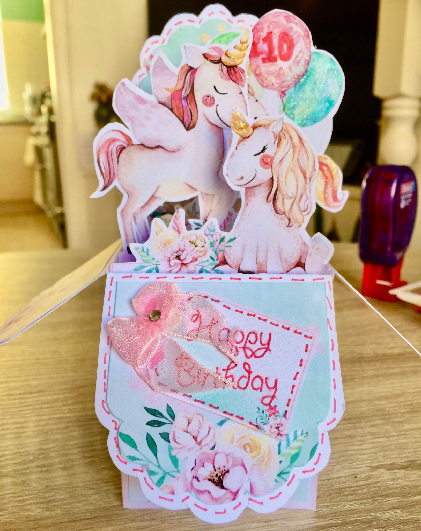 Unicorn Pop Up Box Card from our Printable Download